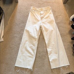 Zara Cream High-Rise Wide Leg Jeans